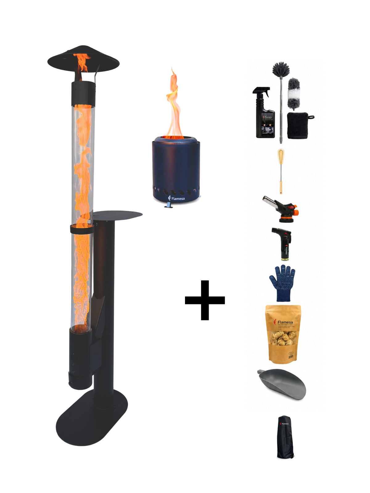 Kit completo Flamesa® Lumina – estufa de pellets con Flamesa Vulcan de regalo y accesorios