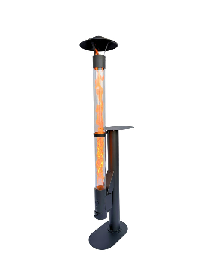 Flamesa® Lumina – Estufa de pellets de diseño para exteriores con mesa