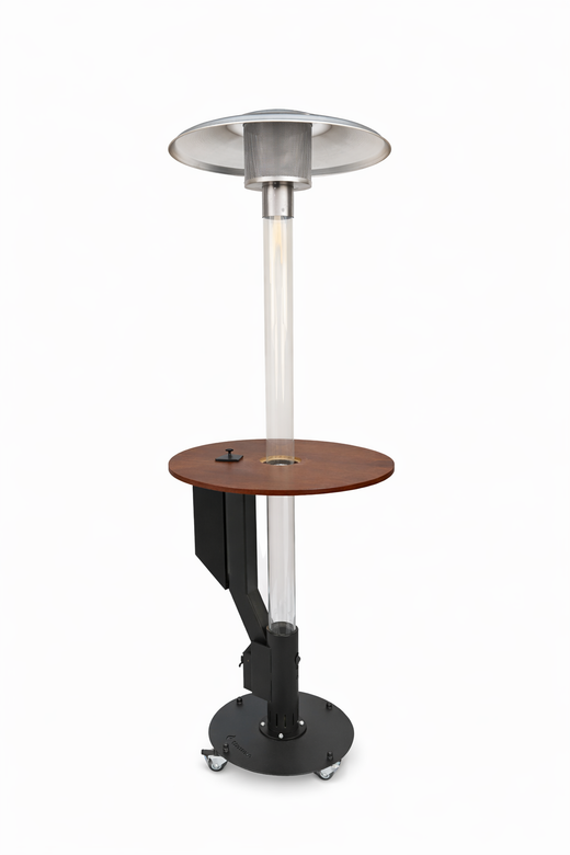 Flamesa® Solaro – Calefactor de pellets premium para terraza con mesa